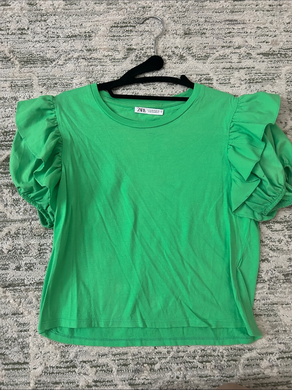 Zara Green Ruffle Sleeve Top